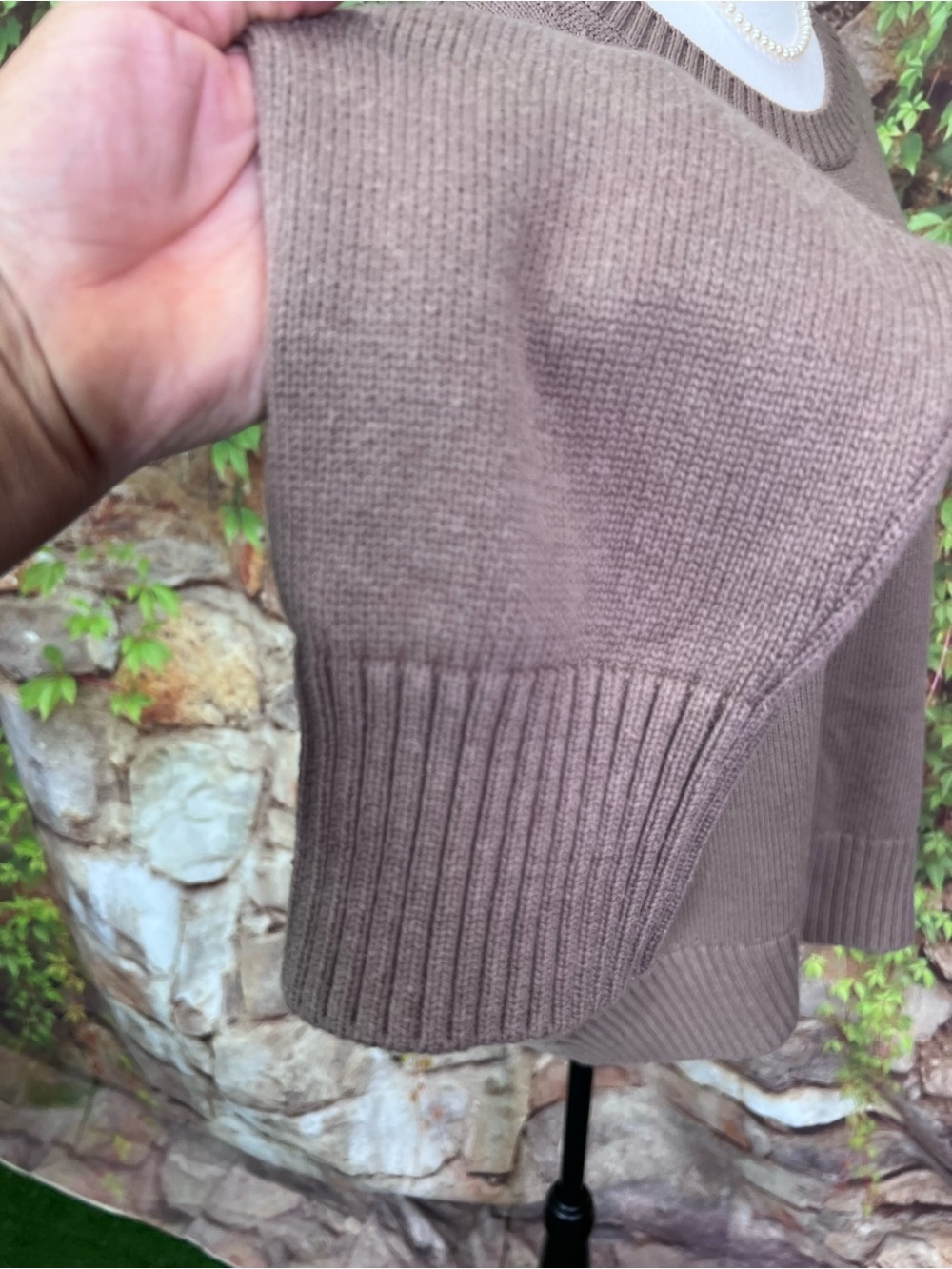 QUINCE Cocoa Brown Relaxed Fit Organic Cotton Quiet Luxury Crewneck Sweater, XL - Picture 10 of 13
